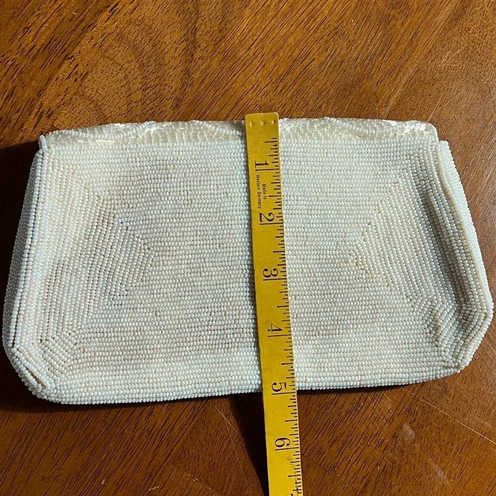 Vintage Japanese‎ Glam Glass Beaded Clutch Purse 8x5 Romantic Funky Boho Flapper